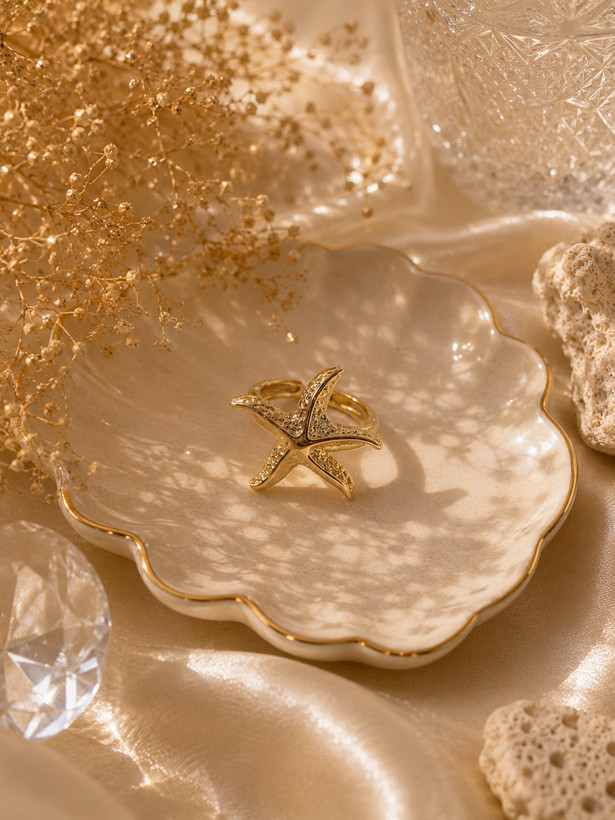 انگشتر زنانه مدل Asteria ستاره دریایی Qazal Bijoux