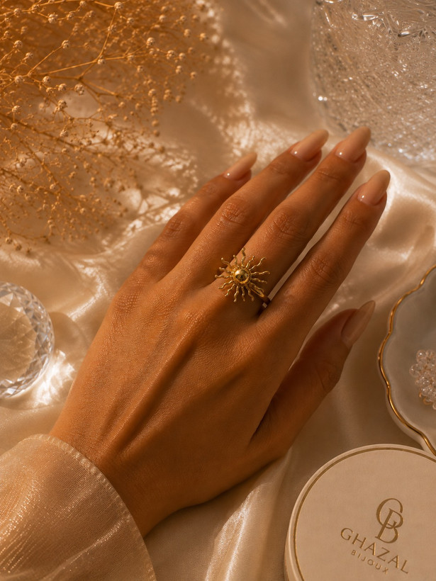 انگشتر زنانه مدل solis طرح خورشید | Qazal Bijoux