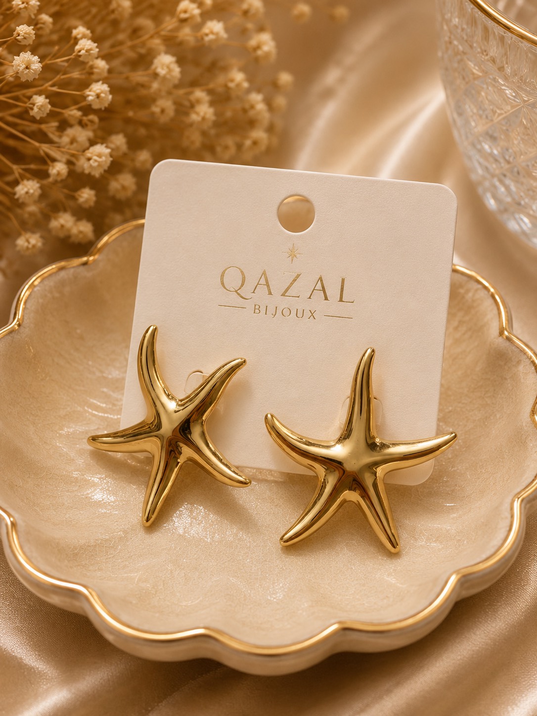 گوشواره زنانه مدل Aurelia طرح ستاره دریایی | Qazal Bijoux