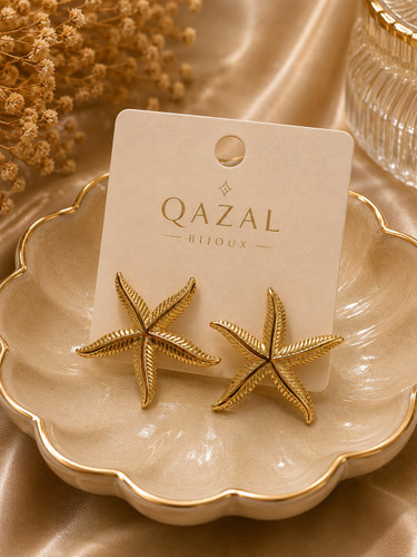 گوشواره زنانه مدل Maris طرح ستاره دریایی | Qazal Bijoux