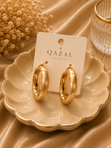 گوشواره زنانه مدل Aurelia طرح حلقه کلاسیک | Qazal Bijoux